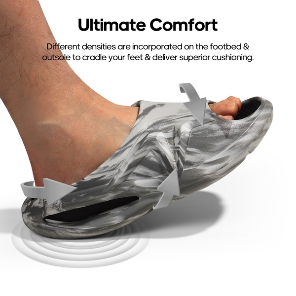 [Flow] Unisex Arch Support Slide Sandals  - LIGHT GREY-DARK GREY - 6